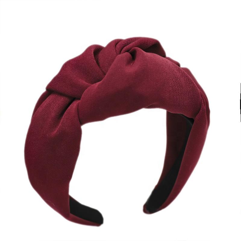 burgundy/ mustard cloth headband with top knot 